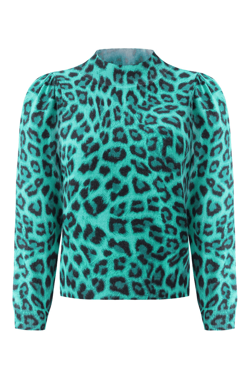 Green leopard print jumper on sale