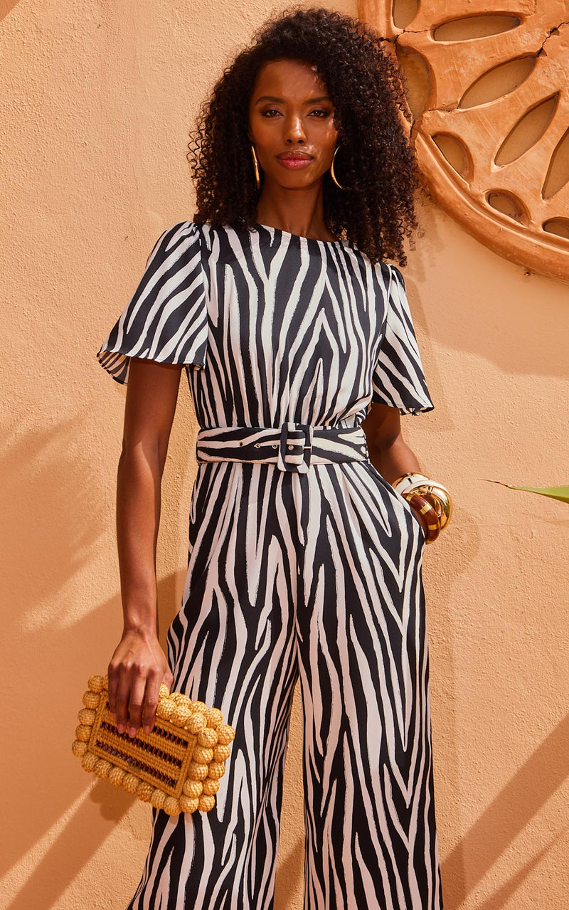 Saskia Jumpsuit In Monochrome Zebra (Reversible)