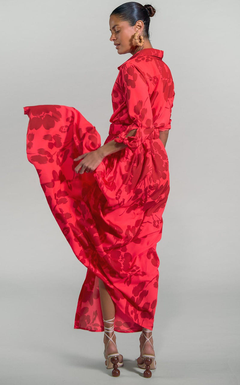 Dove Dress in Red Leopard Floral