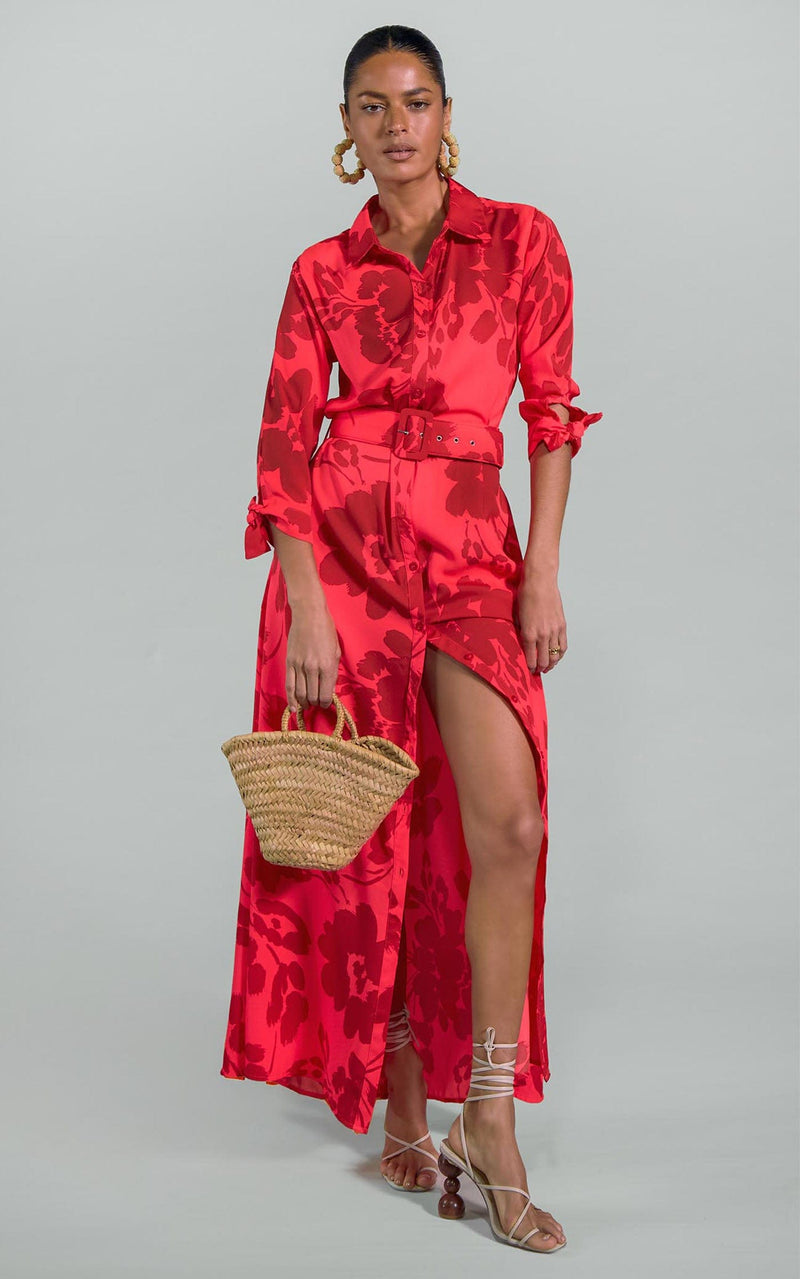 Dove Dress in Red Leopard Floral