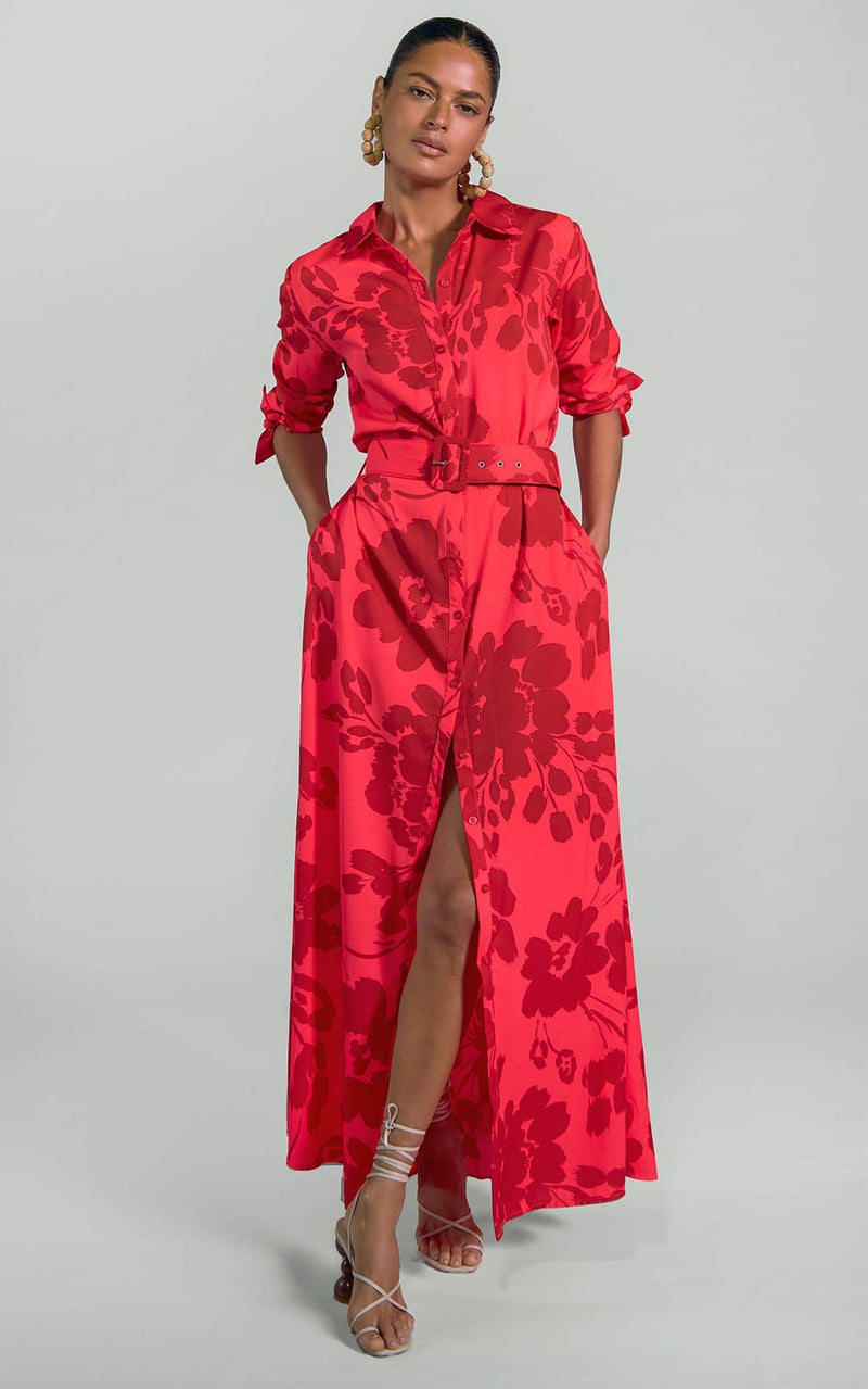 Dove Dress in Red Leopard Floral