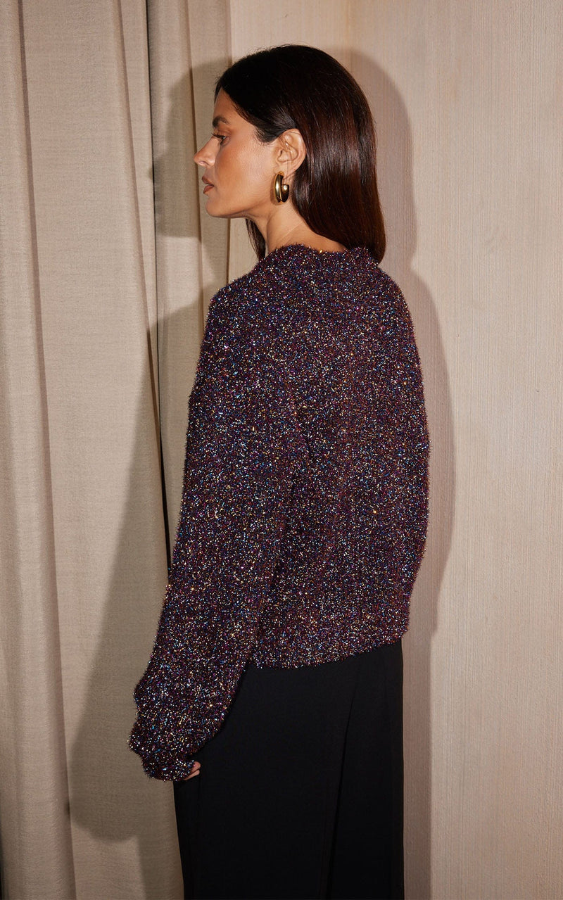 Moonbeam Bomber cardigan in Black Sparkle