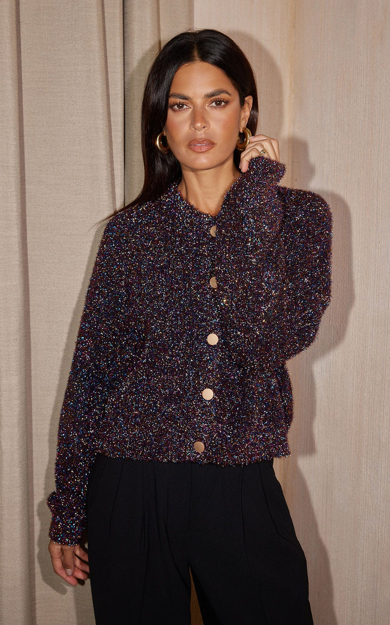 Moonbeam Bomber cardigan in Black Sparkle