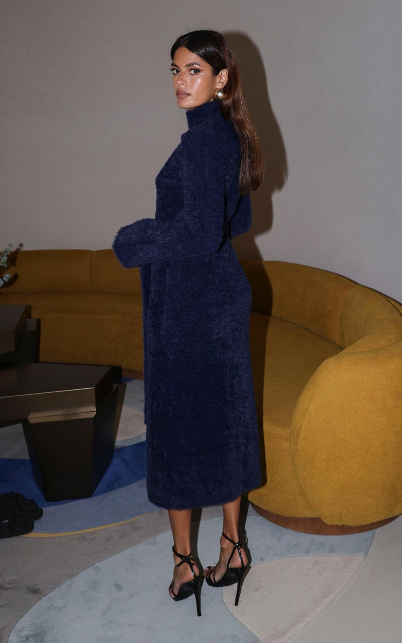 Marlow Dress in Navy Dancing Leopard