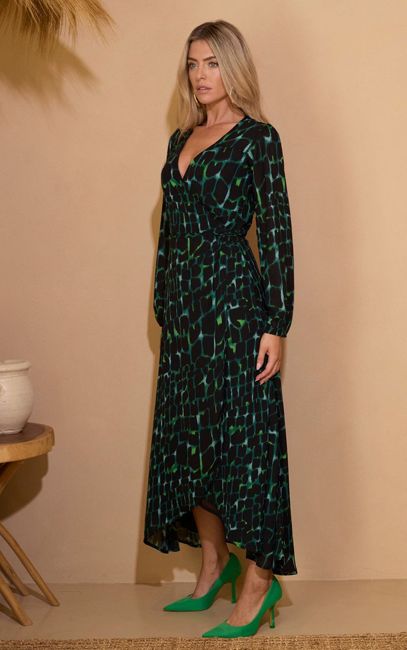 Jagger Maxi Dress in Green Alligator