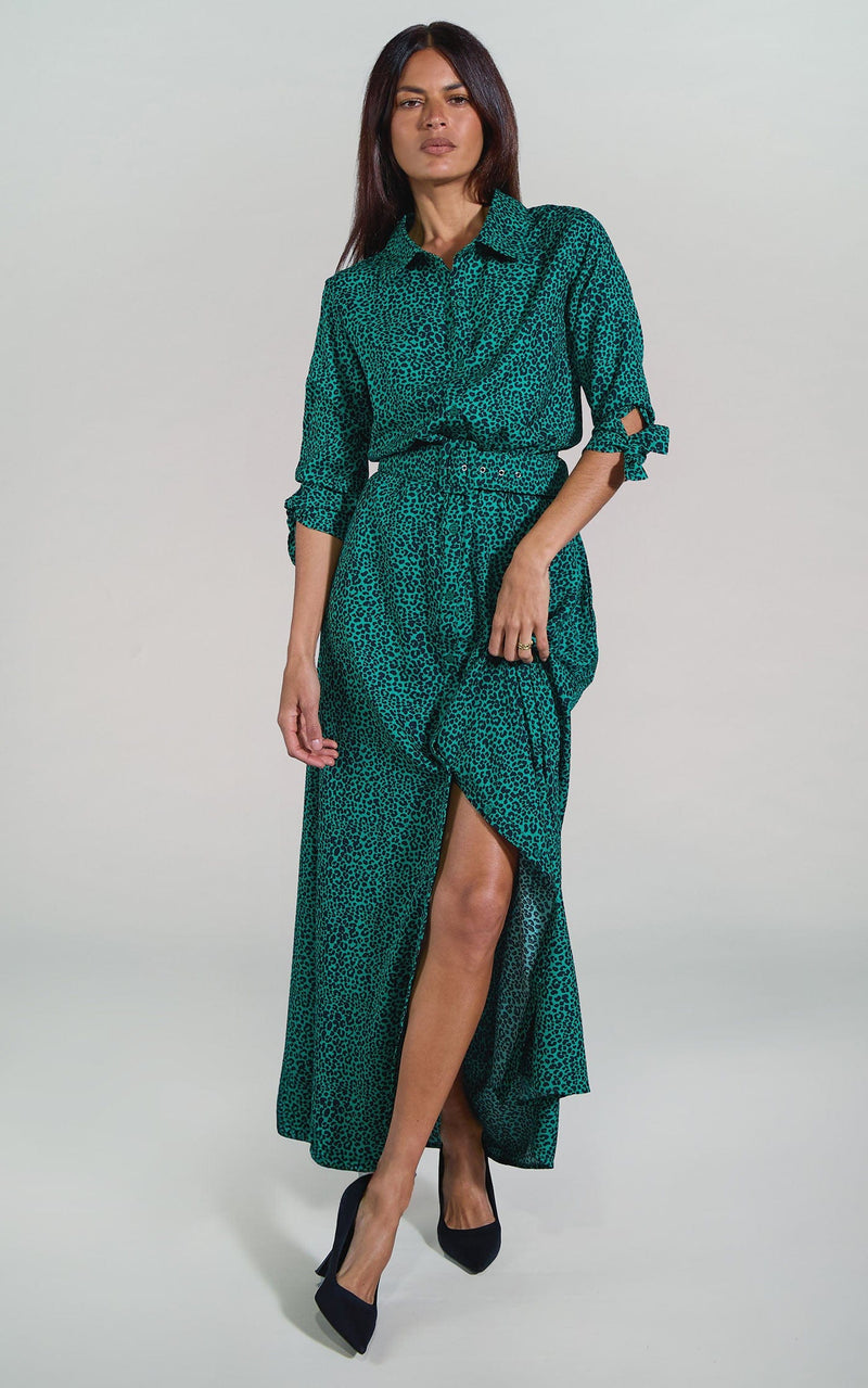 Dove Dress in Small Green Leopard