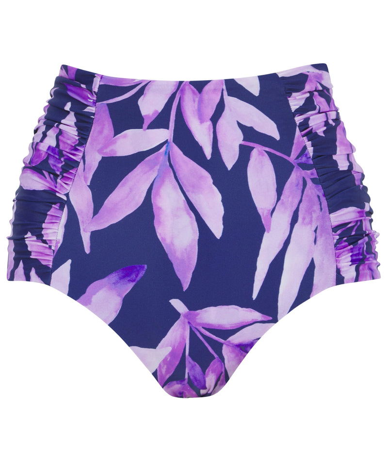 HALO Cala Jondal Bikini Bottoms In Watercolour Purple Leaf