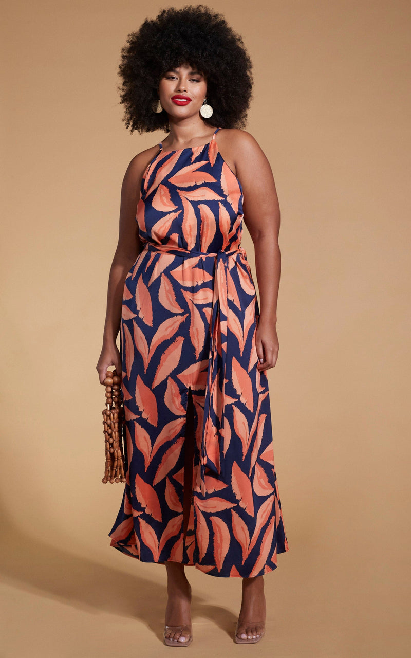 Sunset Dress In Abstract Leaf - Extended Sizing