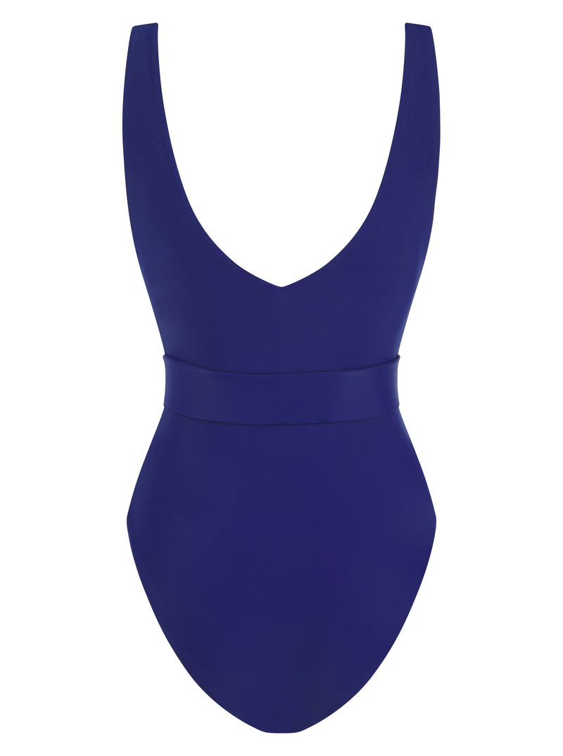 back of HALO Sa Caleta Swimsuit In Navy on white background