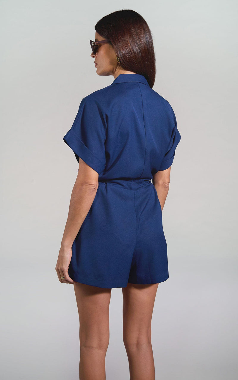 Rizzo Shirt Playsuit in Navy
