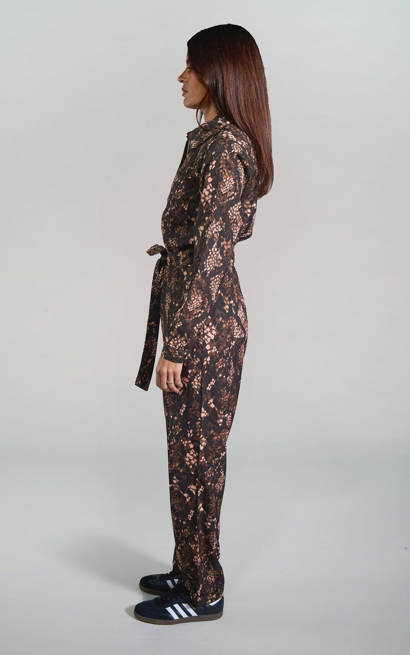 Roxanna Jumpsuit In Brown Snake