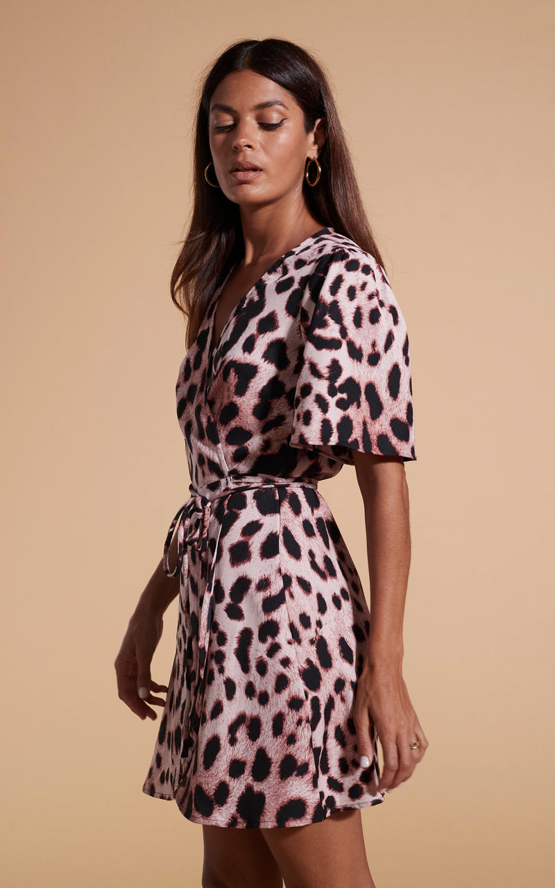 Rafferty Dress In Blush Leopard Dancing Leopard
