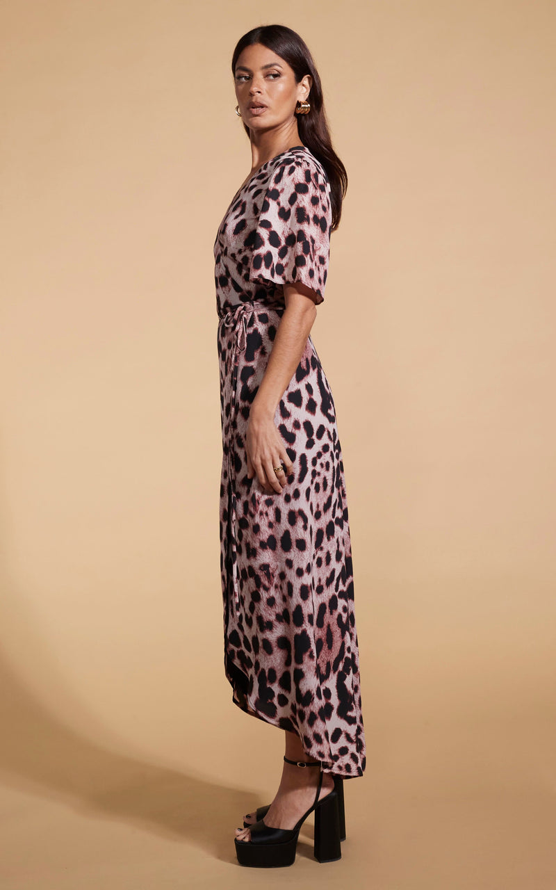 Jenna Maxi Dress In Blush Leopard Dancing Leopard