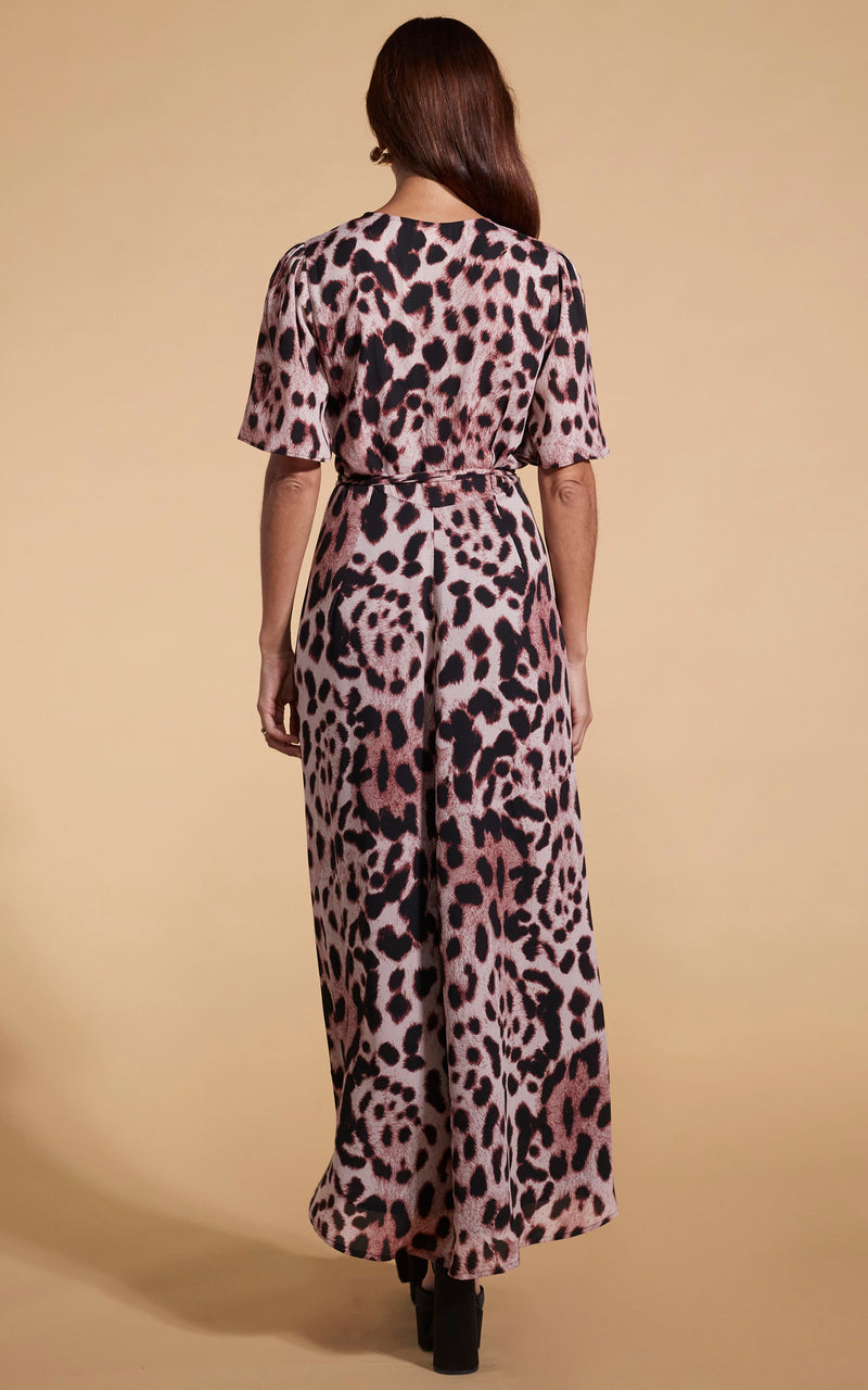 Pink leopard print maxi dress outlet