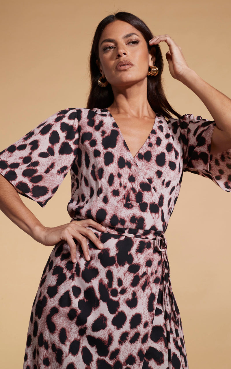 Pink leopard mini dress clearance