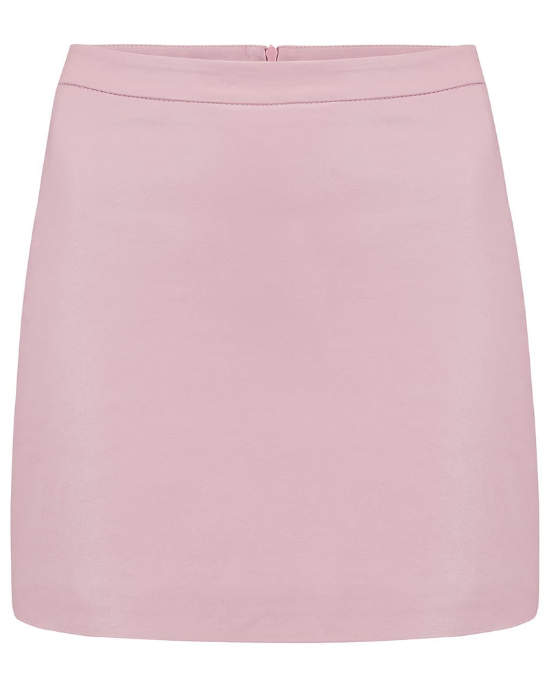 Dancing leopard mini skirt in blush pink.