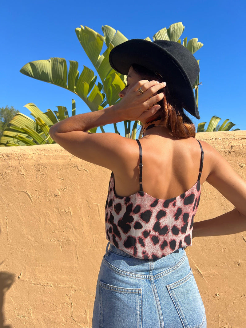 Birdie Cami Top In Blush Leopard