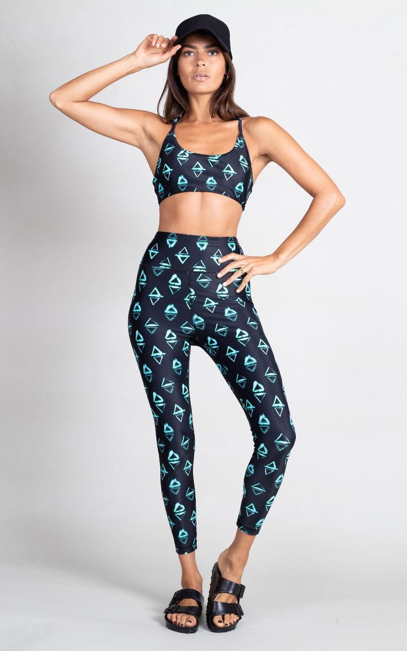 HALO Malala Yoga Leggings in Green Triangle