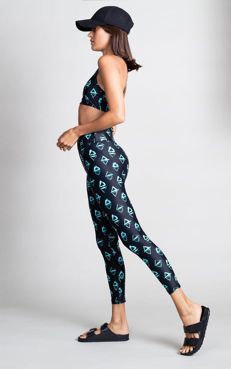 HALO Malala Yoga Leggings in Green Triangle