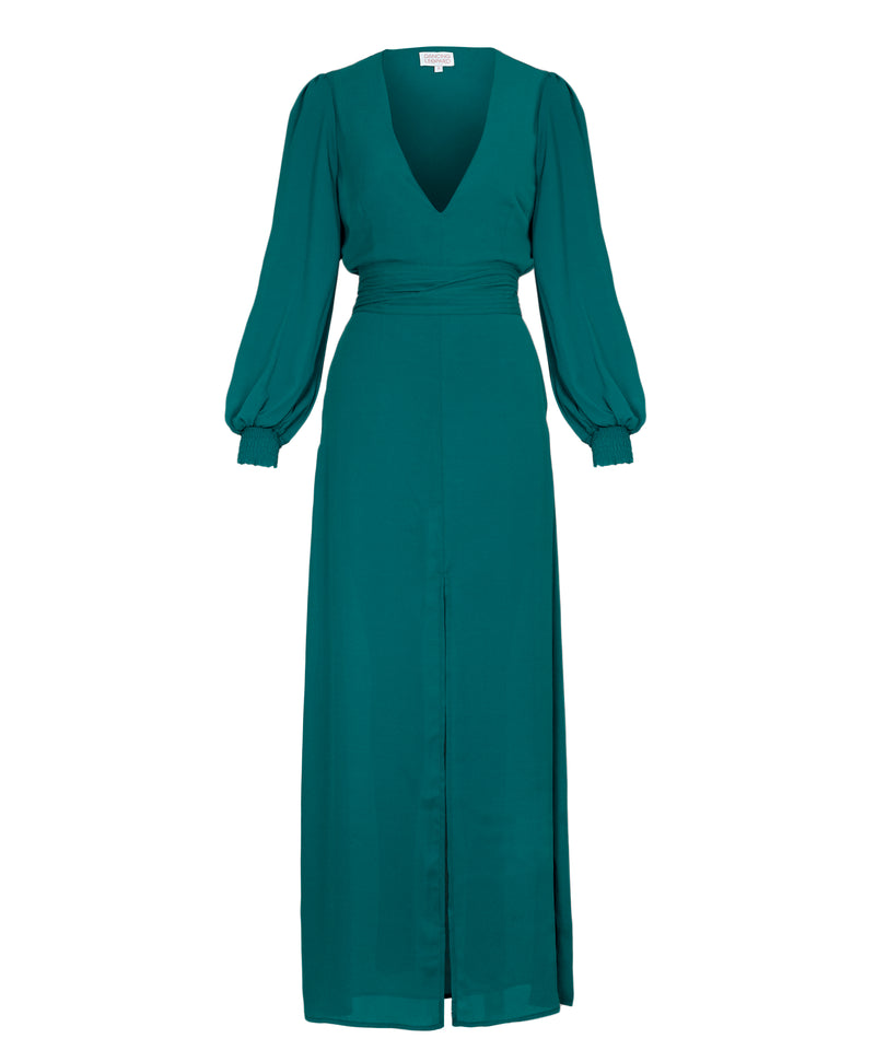 Mariela Maxi Dress In Pine Green Dancing Leopard