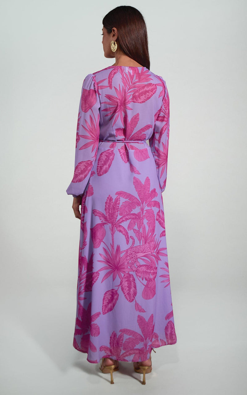 Jagger Maxi Dress in Lilac Jungle Palm