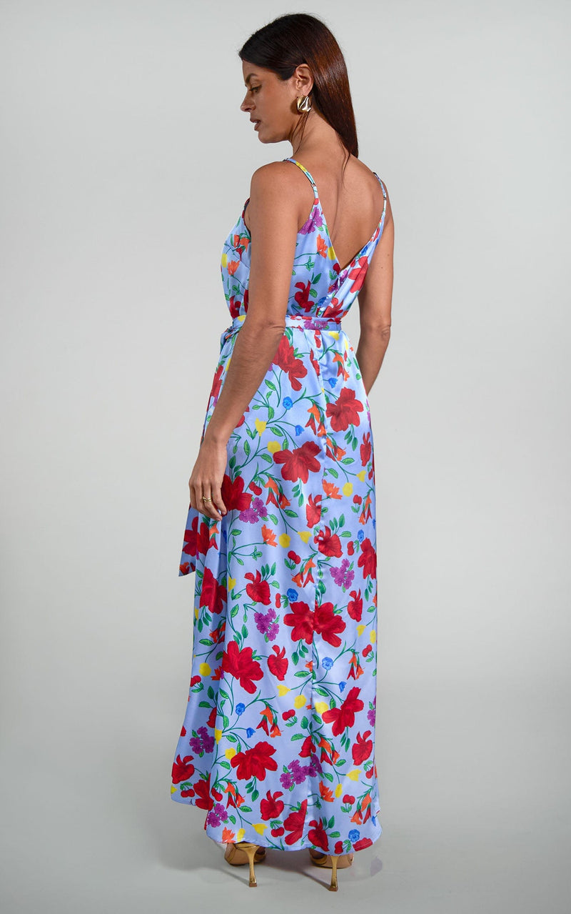 Sookee Slip Dress in Sky Blue Meadow Floral