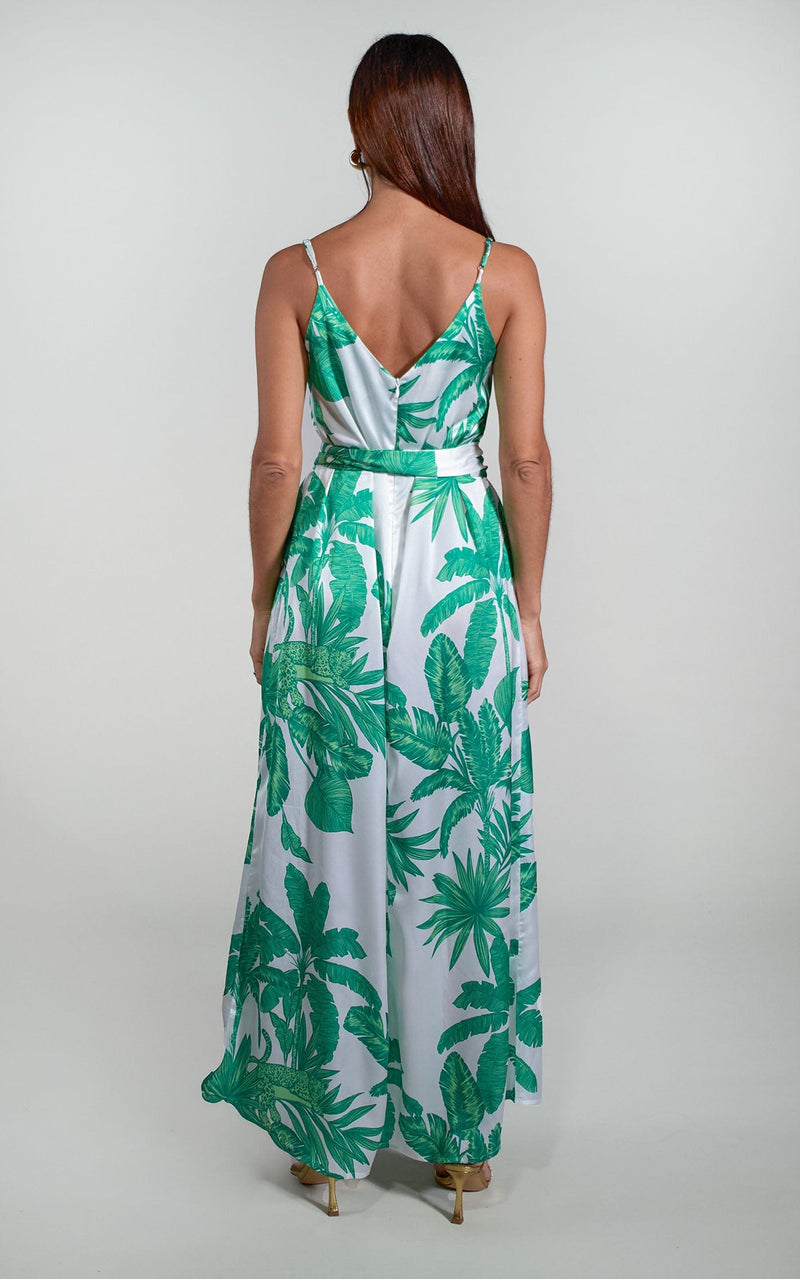 Sookee Slip Dress in White Jungle Palm