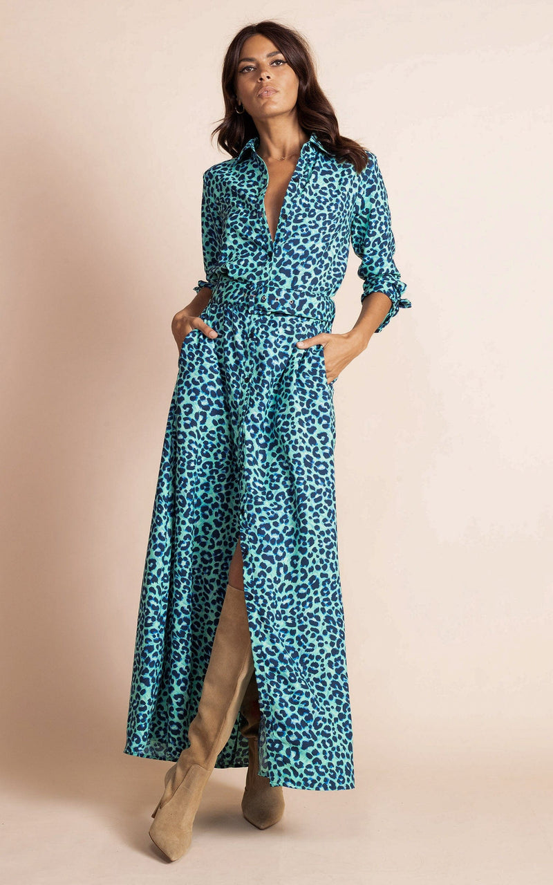 Turquoise animal on sale print dress
