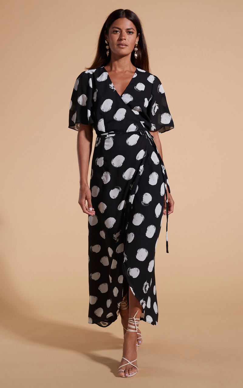 Polka dot maxi dress black and white Clearance