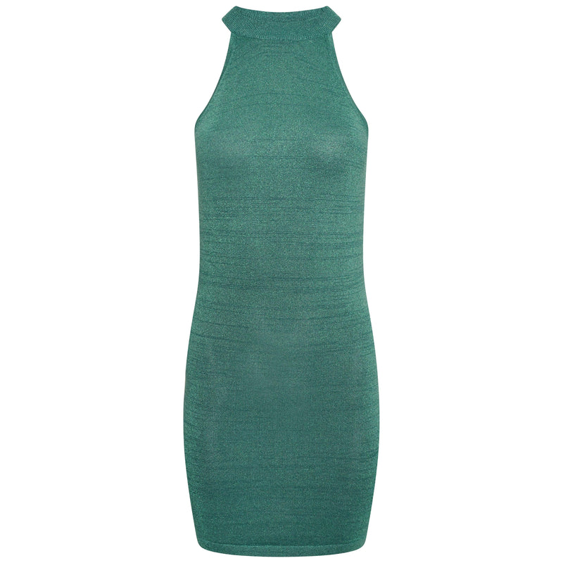 Sarayah Metallic Knit Mini Dress in Green