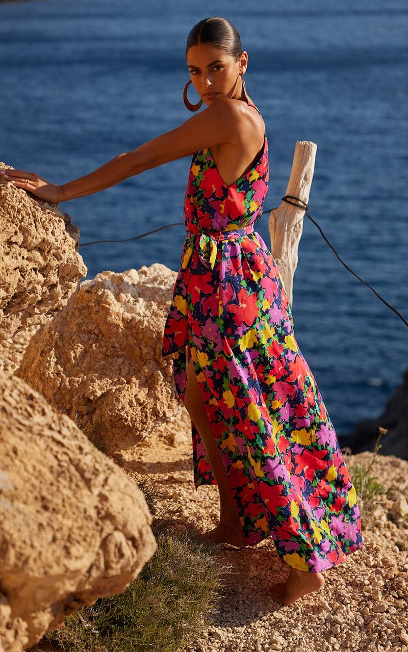 Sunset Dress In Vintage Floral Dancing Leopard