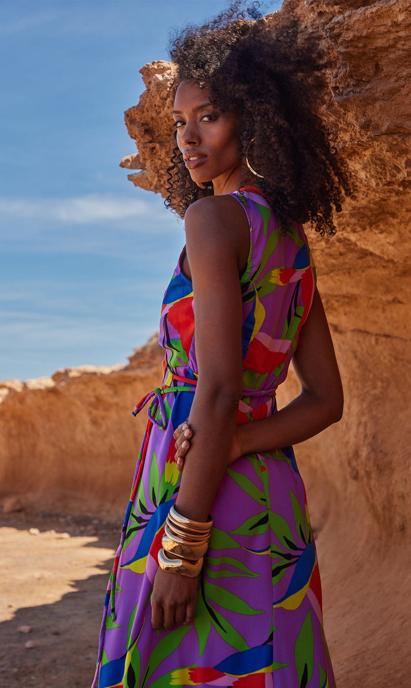 Harmony Wrap Dress in Humming Bird Purple