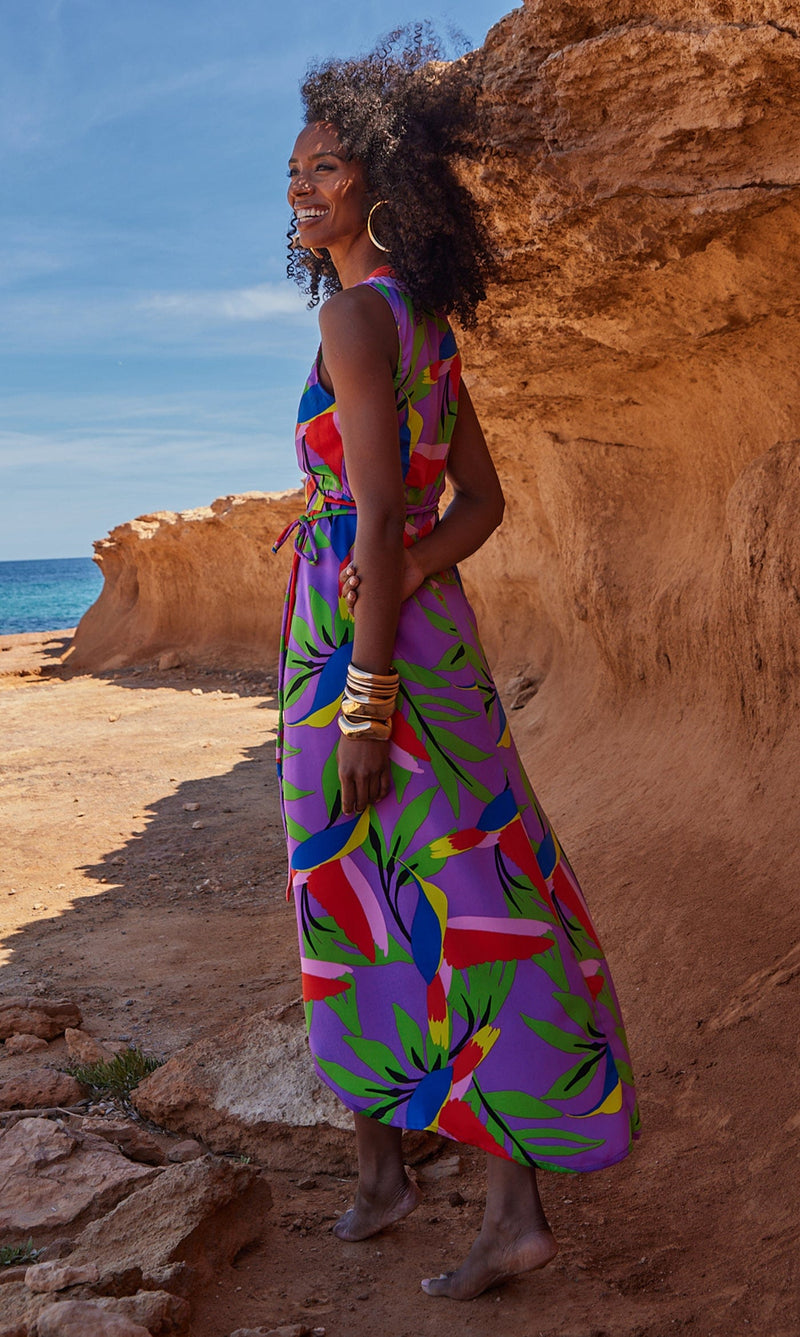 Harmony Wrap Dress in Humming Bird Purple