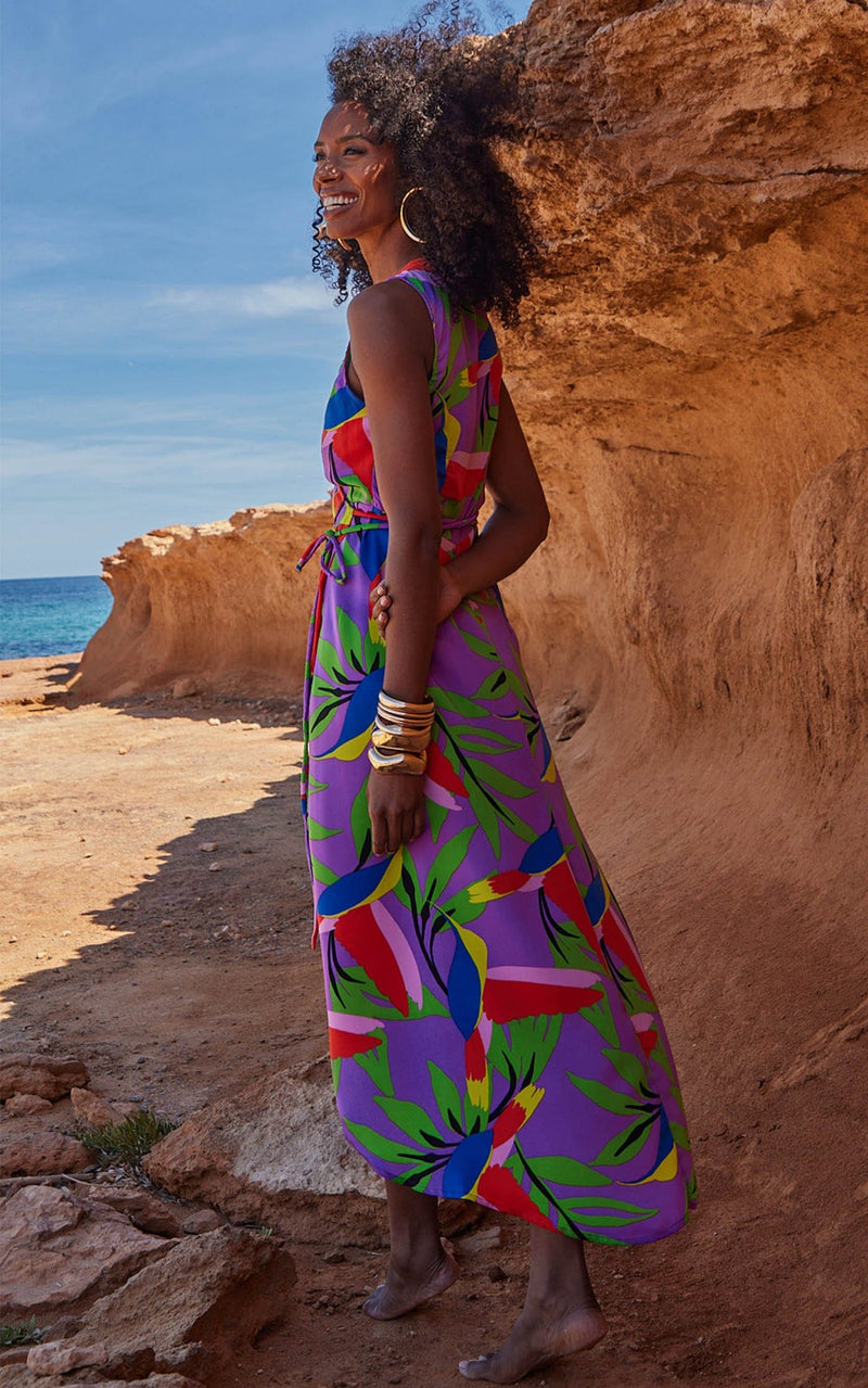 Harmony Wrap Dress in Humming Bird Purple