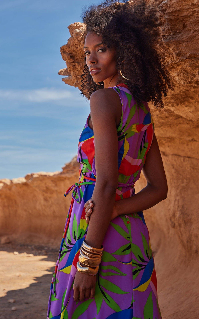 Harmony Wrap Dress in Humming Bird Purple