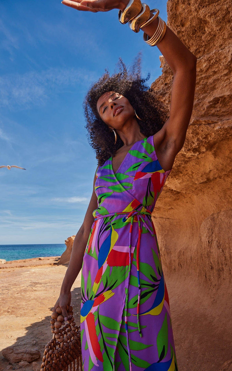 Harmony Wrap Dress in Humming Bird Purple