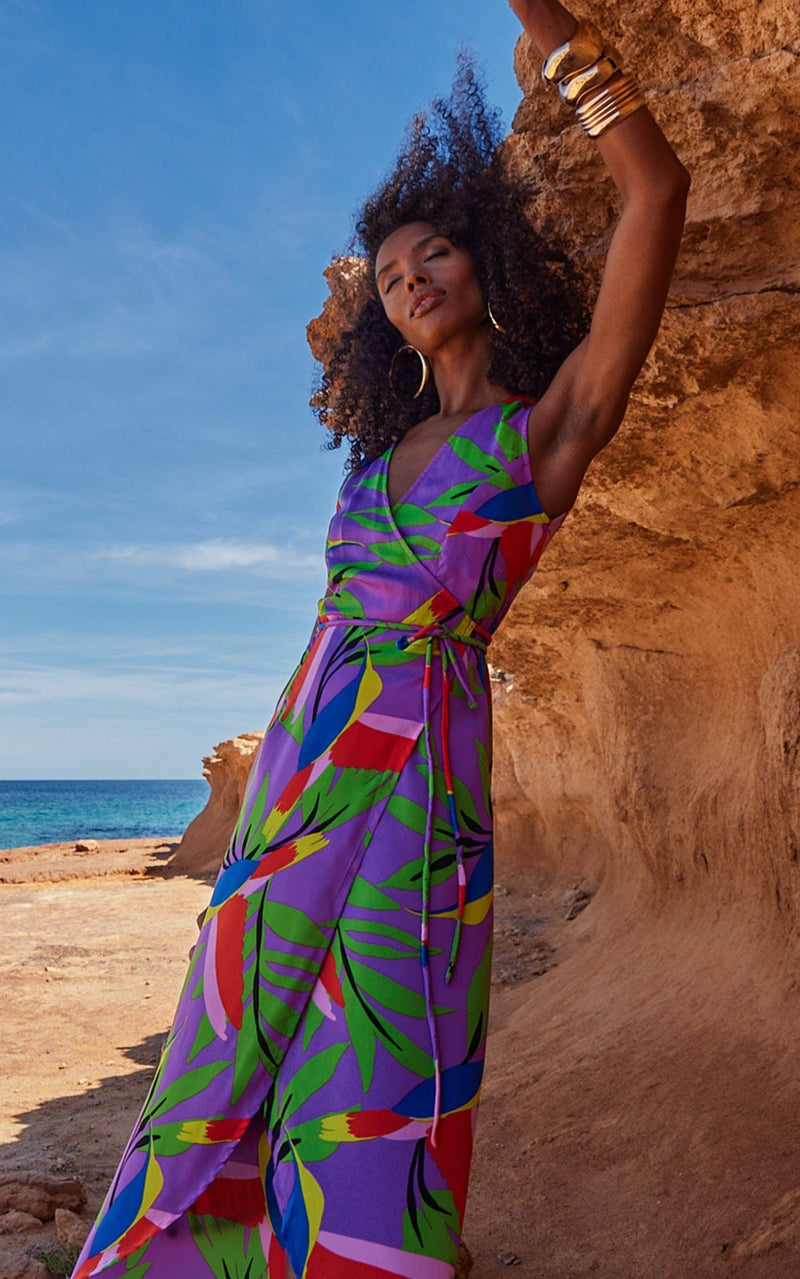 Harmony Wrap Dress in Humming Bird Purple