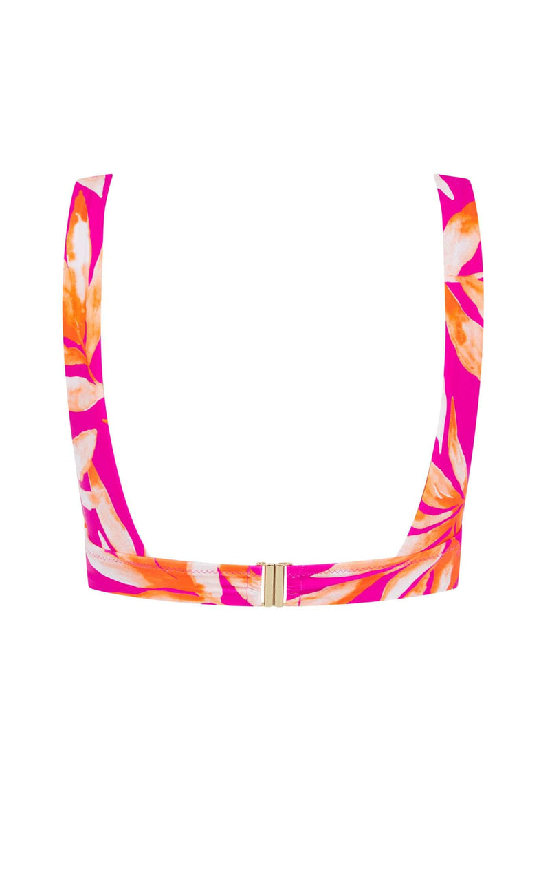 HALO Tamika Bikini Vest Top In Watercolour Orange Leaf