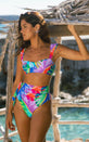 HALO Salinas Bikini Top In Vintage Tropic Pastel
