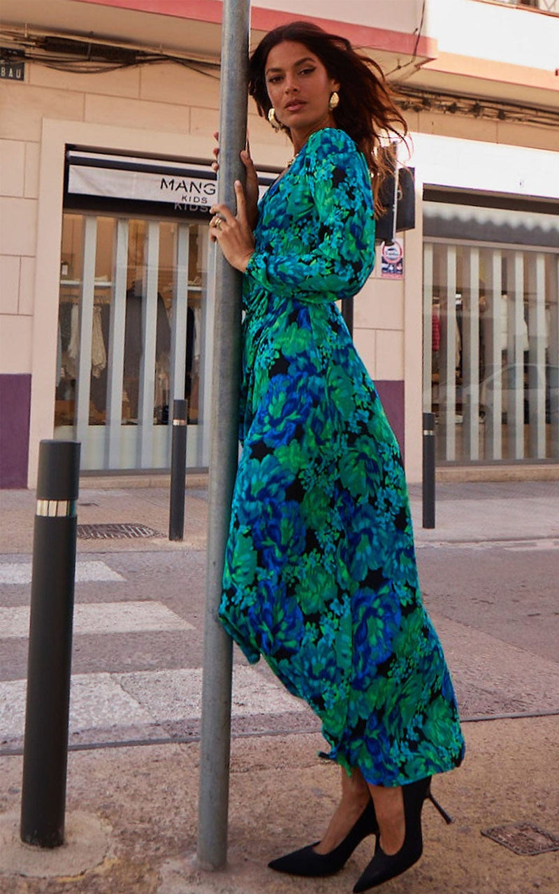 Jagger Maxi Dress In Blue & Green Floral