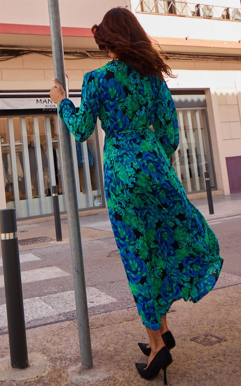 Jagger Maxi Dress In Blue & Green Floral