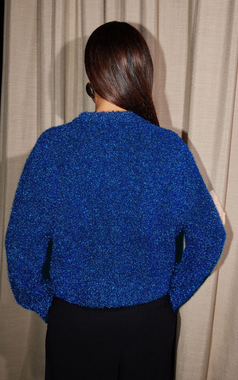 Moonbeam Bomber cardigan in Blue Sparkle