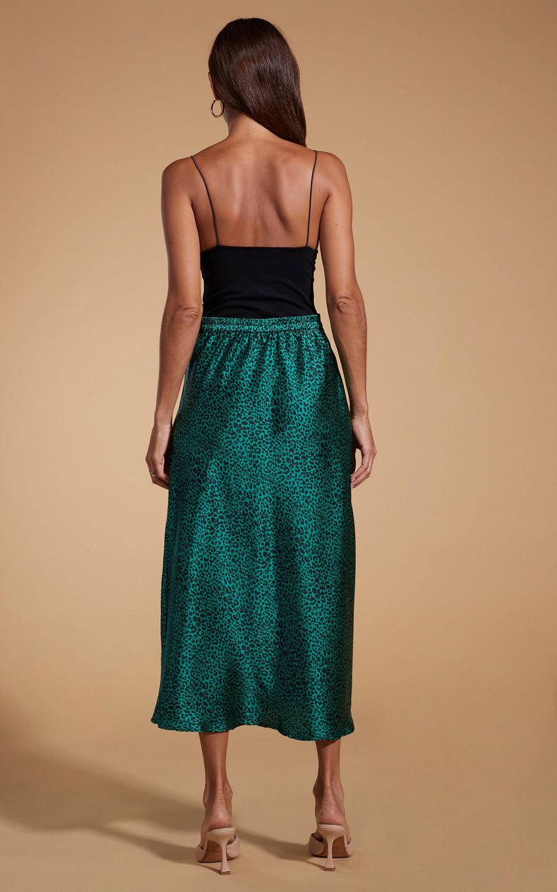 Renzo Skirt In Small Green Leopard Print Dancing Leopard
