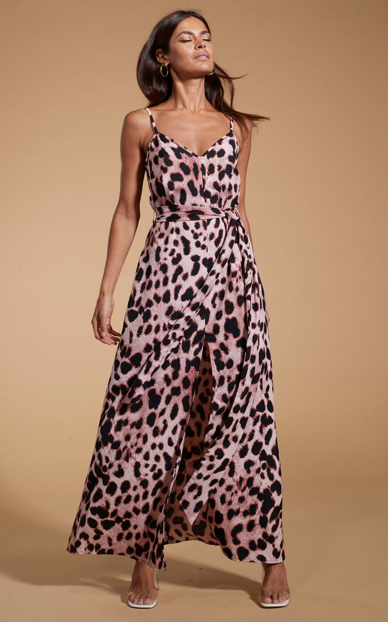 Pink leopard slip shop dress