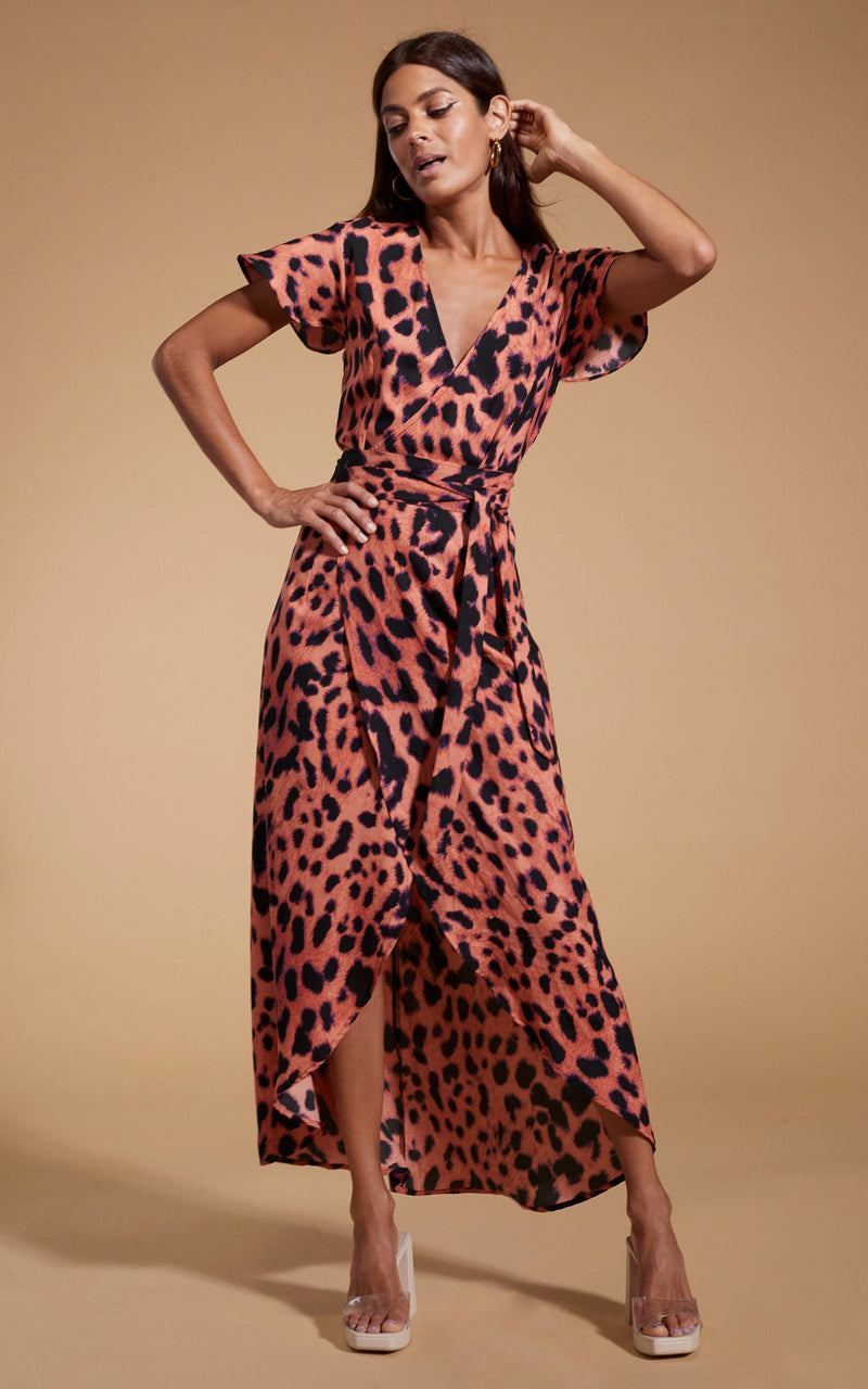 Green and pink leopard print dress cheap
