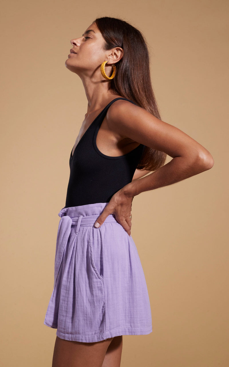 High waisted cheap pull on shorts