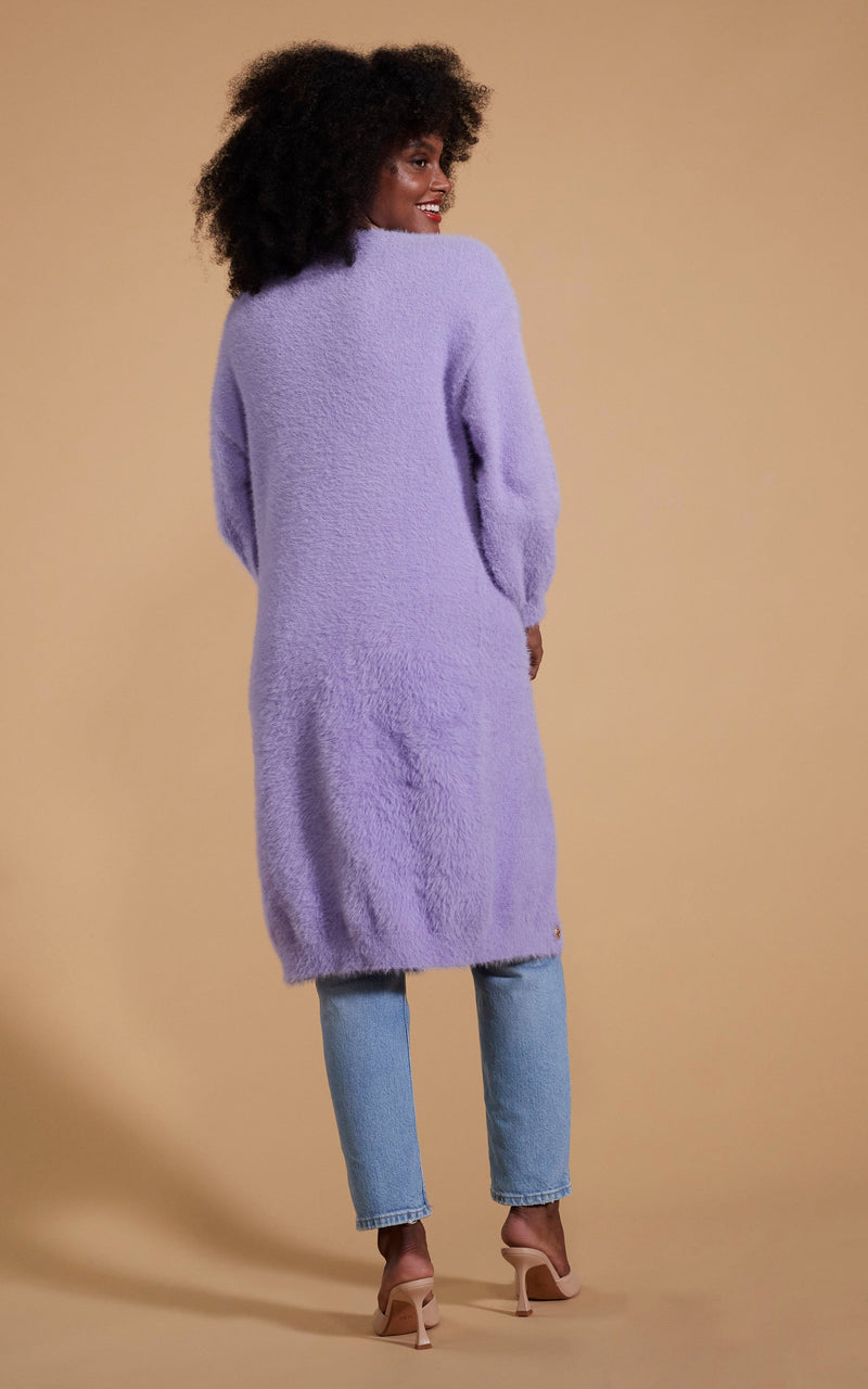 Taylor Longline Cardigan in Pastel Purple