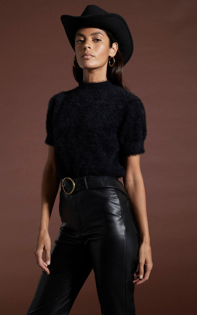Black outlet cropped knit