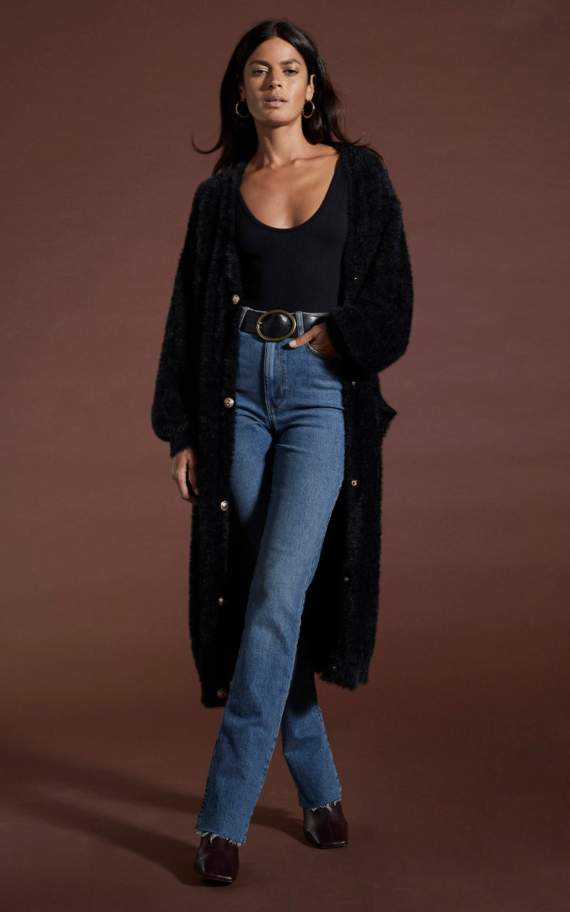 Taylor Longline Cardigan in Black