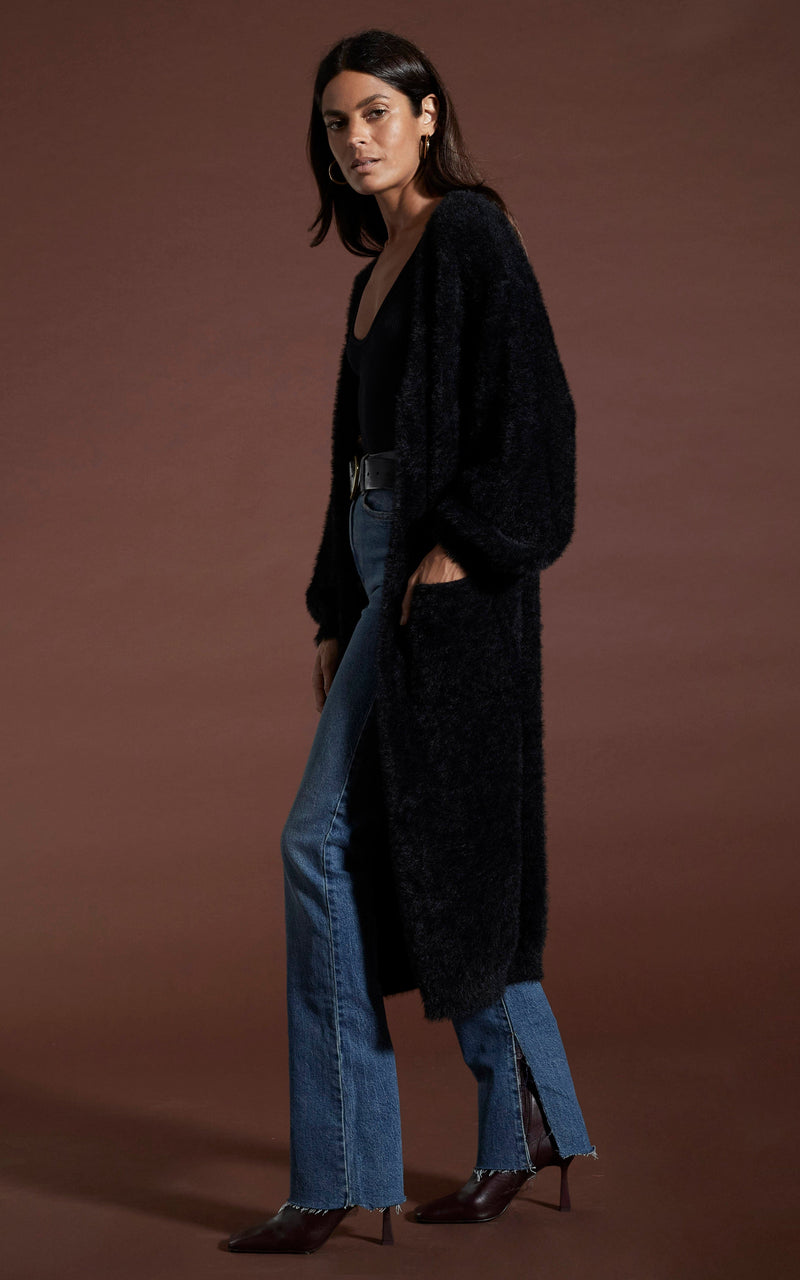 Taylor Longline Cardigan in Black